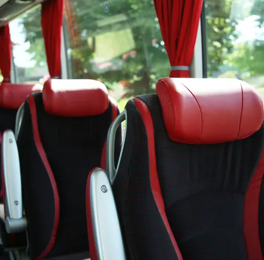 Poltrone Premium rosse con poggiatesta nel Car Rouge