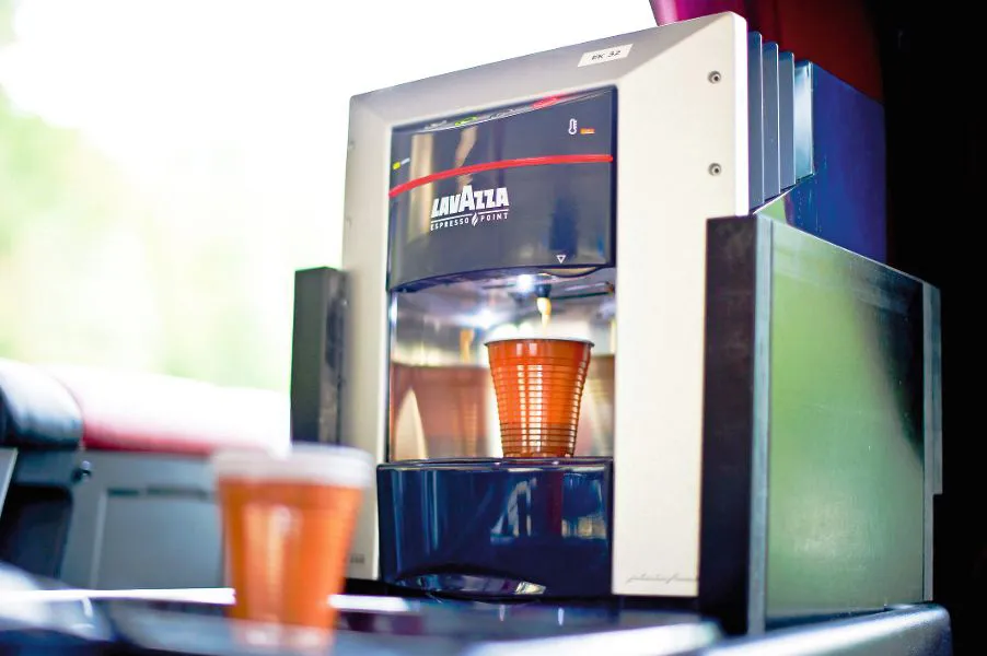 Coffee machine on board the Deluxe coach