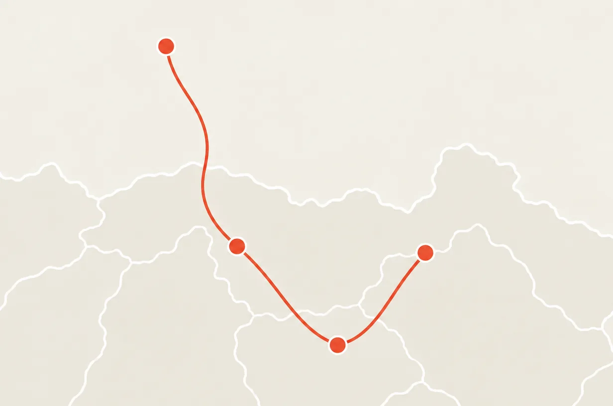 Schematische Karte der Route von Bassersdorf, Zürich und Würenlos in den Europa-Park