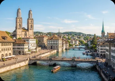 La Limmat et le Grossmünster à Zurich
